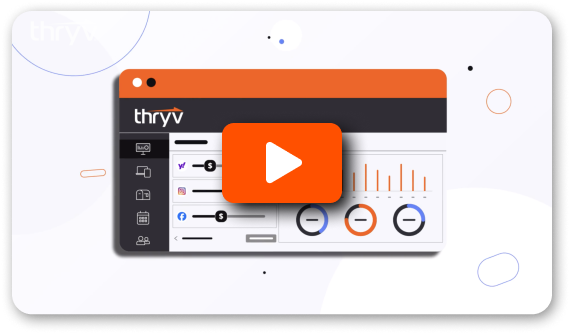 Thumbnail for video with play button overlapping Thryv's dashboard